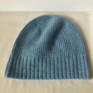 Nordstrom Cashmere Light Blue Ribbed Beanie Knit Cap Hat NWOT